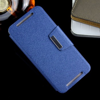 Чехол флип подставка на силиконовой основе с дизайнерской магнитной защелкой для HTC One E9+ Синий