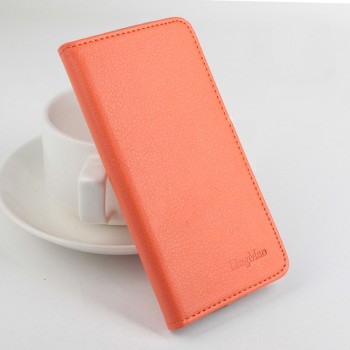 Чехол портмоне подставка матовой текстуры на клеевой основе с магнитной застежкой для Highscreen Thor Оранжевый