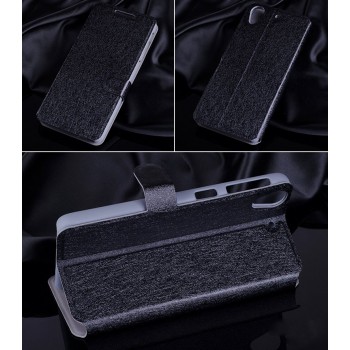 Текстурный чехол флип подставка с магнитной застежкой и внутренними карманами для HTC Desire 626/628 Черный