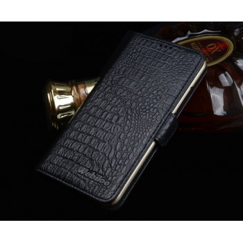 Кожаный чехол портмоне подставка (нат. кожа крокодила) для Meizu MX5 Черный