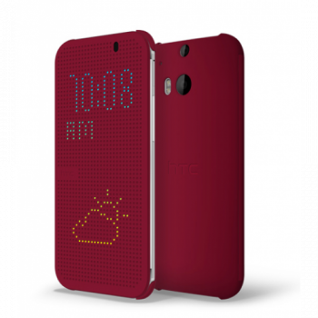 Точечный чехол смарт флип с функциями оповещения для HTC One M8 Бордовый