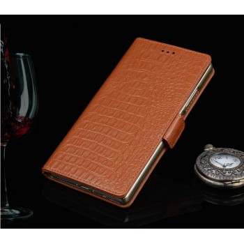 Кожаный чехол портмоне (нат. кожа крокодила) для LG G4 S Бежевый