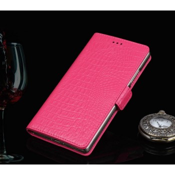 Кожаный чехол портмоне (нат. кожа крокодила) для LG G4 S Пурпурный