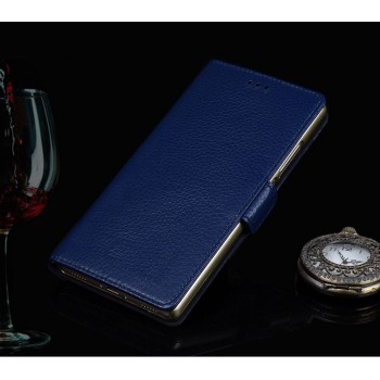 Кожаный чехол портмоне (нат. кожа) для LG G4 S Синий