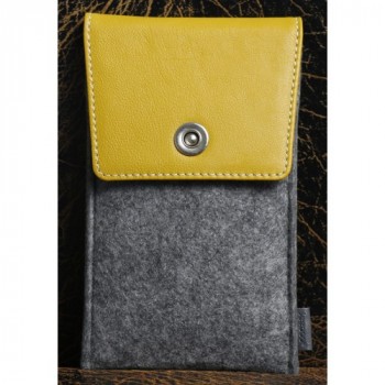 Универсальный дизайнерский чехол-мешок войлок/кожа для Meizu MX5 Желтый