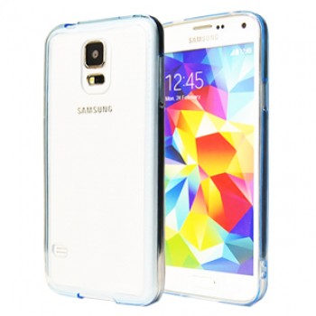 Двухкомпонентный гибридный чехол с силиконовым бампером и транспарентной глянцевой накладкой для Samsung Galaxy S5 Белый
