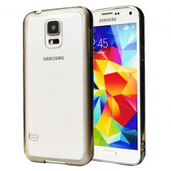 Двухкомпонентный гибридный чехол с силиконовым бампером и транспарентной глянцевой накладкой для Samsung Galaxy S5 Черный