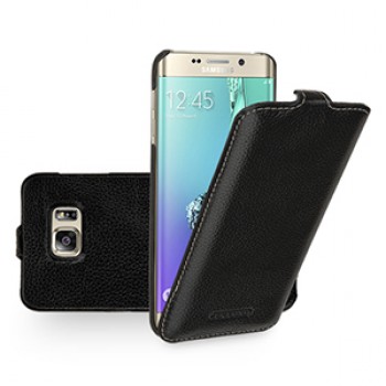 Кожаный чехол вертикальная книжка (нат. кожа) для Samsung Galaxy S6 Edge Plus