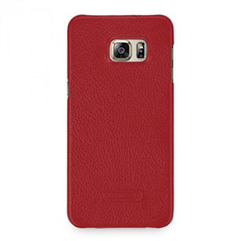 Кожаный чехол накладка (нат. кожа) серия Back Cover для Samsung Galaxy S6 Edge Plus Красный