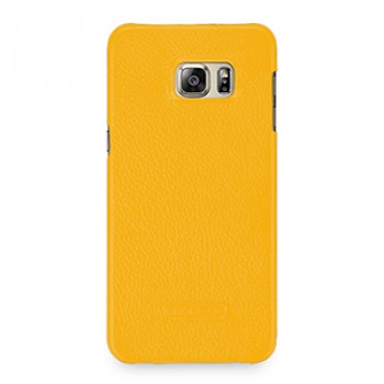 Кожаный чехол накладка (нат. кожа) серия Back Cover для Samsung Galaxy S6 Edge Plus Желтый