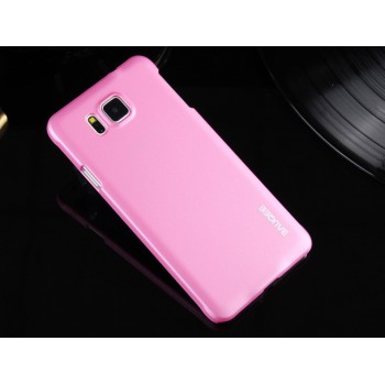 Пластиковый матовый металлик чехол для Samsung Galaxy Alpha Розовый