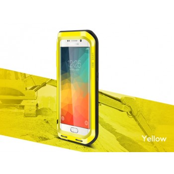 Ультрапротекторный пылевлагозащитный ударостойкий чехол металл/силикон/поликарбонат для Samsung Galaxy S6 Edge Plus Желтый