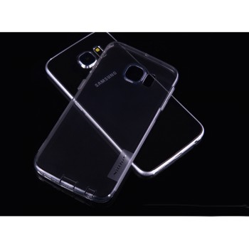 Ультратонкий силиконовый транспарентный чехол с нескользящими гранями и защитными заглушками для Samsung Galaxy S6 Edge Plus Серый