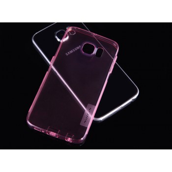 Ультратонкий силиконовый транспарентный чехол с нескользящими гранями и защитными заглушками для Samsung Galaxy S6 Edge Plus Розовый
