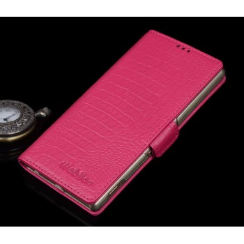 Кожаный чехол портмоне (нат. кожа крокодила) для Sony Xperia M5 Пурпурный