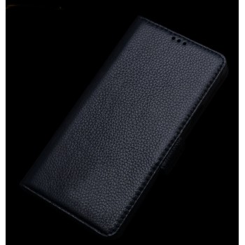 Кожаный чехол портмоне горизонтальная книжка (нат. кожа) с крепежной застежкой для ASUS Zenfone Selfie Черный
