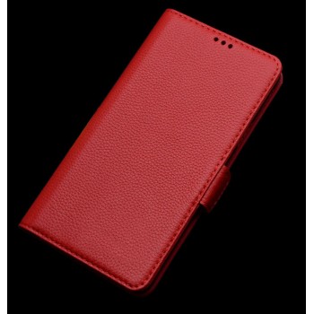 Кожаный чехол портмоне горизонтальная книжка (нат. кожа) с крепежной застежкой для ASUS Zenfone Selfie Красный