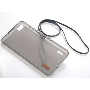 Силиконовый матовый полупрозрачный чехол с кожаным ремешком для HTC One M9+ Черный