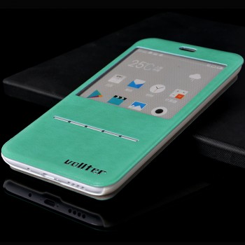 Дизайнерский чехол флип подставка с окном вызова и свайп-полосой для Meizu M1 Note Зеленый