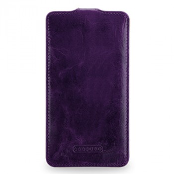 Эксклюзивный кожаный чехол вертикальная книжка (цельная телячья вощеная нат. кожа) для Samsung Galaxy Note 3 Фиолетовый