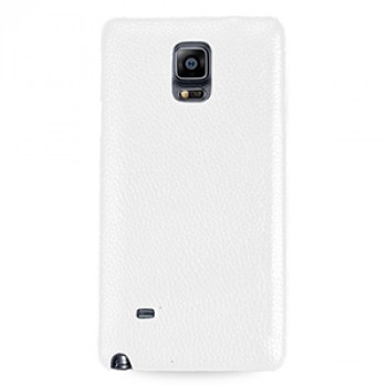 Кожаный чехол горизонтальная книжка (нат. кожа) для Samsung Galaxy Note 4 Белый