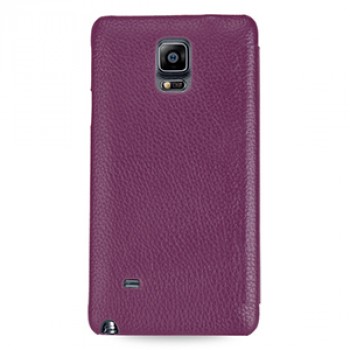 Кожаный чехол горизонтальная книжка (нат. кожа) для Samsung Galaxy Note 4 Фиолетовый