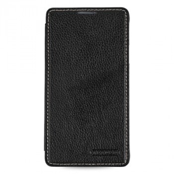 Кожаный чехол горизонтальная книжка (нат. кожа) для Samsung Galaxy Note 4 Черный