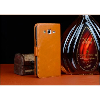 Кожаный чехол портмоне для Samsung Galaxy Core 2 Оранжевый