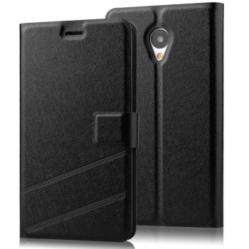 Дизайнерский чехол портмоне подставка с магнитной застежкой для Meizu M1 Черный