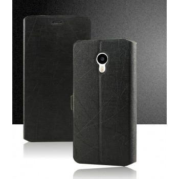 Текстурный чехол флип подставка с магнитной застежкой для Meizu M1 Черный