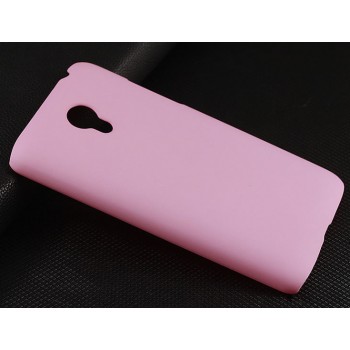 Пластиковый матовый непрозрачный чехол для Meizu M1 Розовый