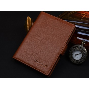Кожаный чехол портмоне (нат. кожа крокодила) для BlackBerry Passport Silver Edition Бежевый