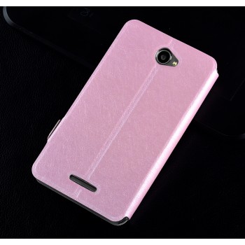 Текстурный чехол флип подставка с магнитной застежкой для Sony Xperia E4 Розовый