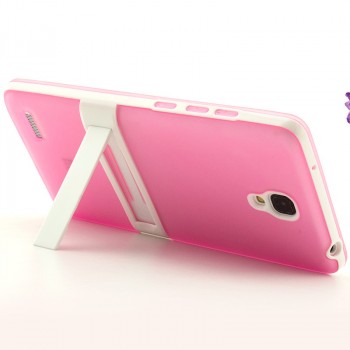 Двухкомпонентный силиконовый чехол с пластиковым каркасом-подставкой для Xiaomi RedMi Note Розовый