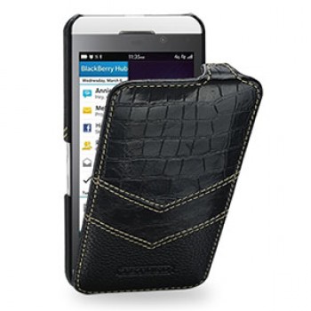 Эксклюзивный кожаный чехол ручной работы книжка вертикальная (3 вида нат. кожи) для BlackBerry Z10