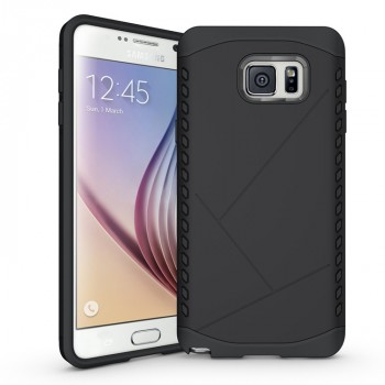 Дизайнерский антиударный двухкомпонентный чехол силикон/поликарбонат для Samsung Galaxy Note 5 Черный