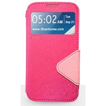 Чехол портмоне подставка с окном вызова и дизайнерской магнитной застежкой для Samsung Galaxy Note 5 Розовый