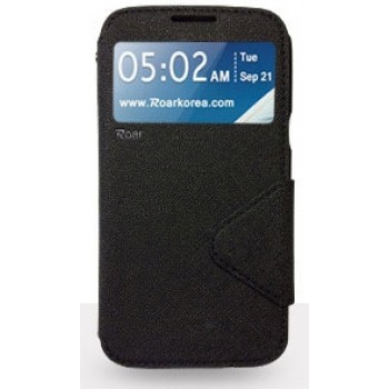 Чехол портмоне подставка с окном вызова и дизайнерской магнитной застежкой для Samsung Galaxy Note 5 Черный
