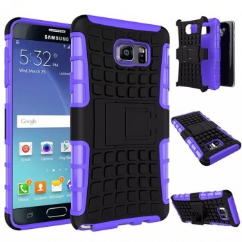 Антиударный силиконовый чехол экстрим защита с подставкой для Samsung Galaxy Note 5 Фиолетовый
