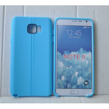 Силиконовый матовый непрозрачный чехол дизайн Нити для Samsung Galaxy Note 5 Синий