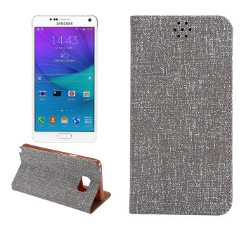 Текстурный чехол флип подставка с отделением для карты и тканевым покрытием для Samsung Galaxy Note 5 Серый