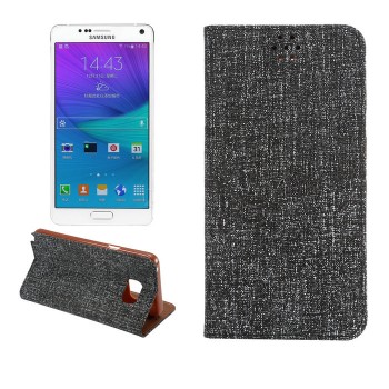 Текстурный чехол флип подставка с отделением для карты и тканевым покрытием для Samsung Galaxy Note 5 Черный