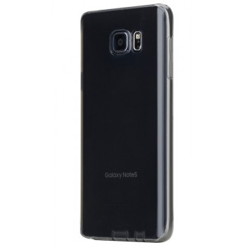 Силиконовый матовый полупрозрачный чехол повышенной ударостойкости для Samsung Galaxy Note 5 Черный