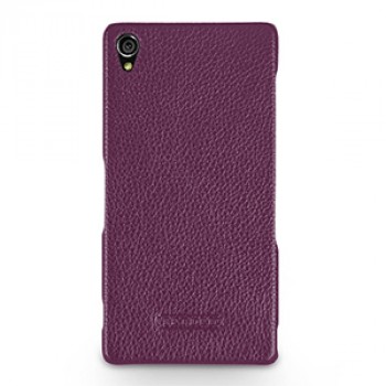 Кожаный чехол накладка (нат. кожа) для Sony Xperia Z3 Фиолетовый