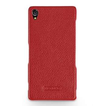 Кожаный чехол накладка (нат. кожа) для Sony Xperia Z3 Красный