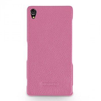 Кожаный чехол накладка (нат. кожа) для Sony Xperia Z3 Розовый