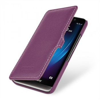 Кожаный чехол горизонтальная книжка (нат. кожа) с защёлкой для Blackberry Z30 Фиолетовый