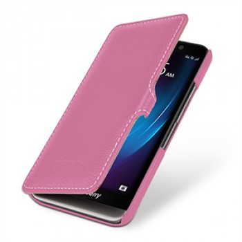 Кожаный чехол горизонтальная книжка (нат. кожа) с защёлкой для Blackberry Z30 Розовый