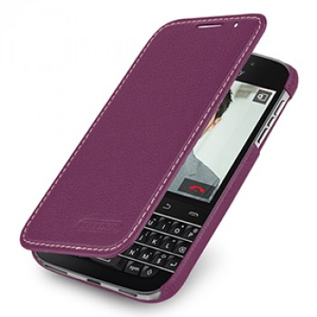 Кожаный чехол горизонтальная книжка (нат. кожа) для Blackberry Classic Фиолетовый