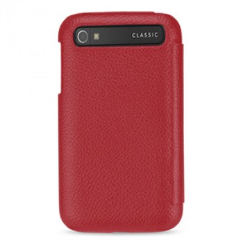 Кожаный чехол горизонтальная книжка (нат. кожа) для Blackberry Classic Красный